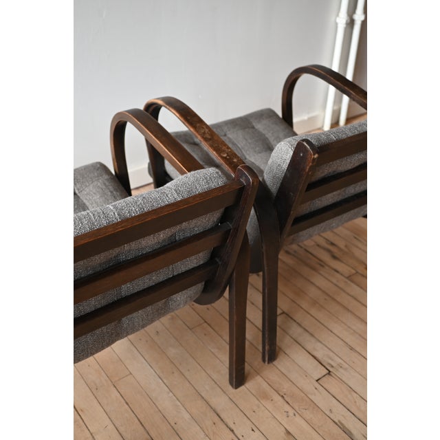1940's Karel Koželka & Antonín Kropáček Armchairs, a Pair For Sale - Image 9 of 10
