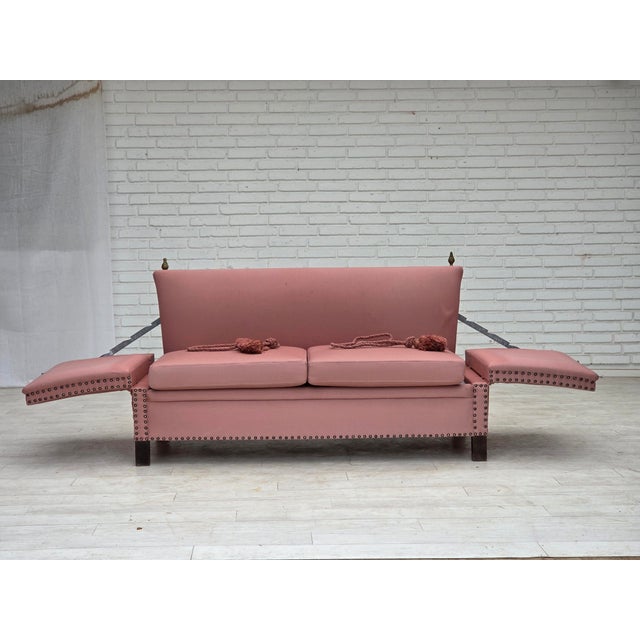 Danish Spanish Drop-Arm Two-Seater Sofa with Wool Upholstery, 1970s For Sale - Image 10 of 18