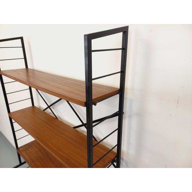 Vintage Italian Teak and Metal Bookcase, 1960s For Sale - Image 11 of 15
