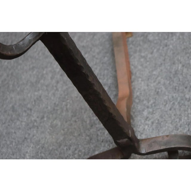 Pair of Tall Arts and Crafts Hand Forged Iron Fireplace Andirons For Sale - Image 14 of 18