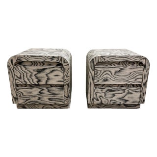 1980s Vintage Pair of Postmodern Nightstands With Veneer, Memphis Design, Alpi Wood, Gray and Charcoal For Sale