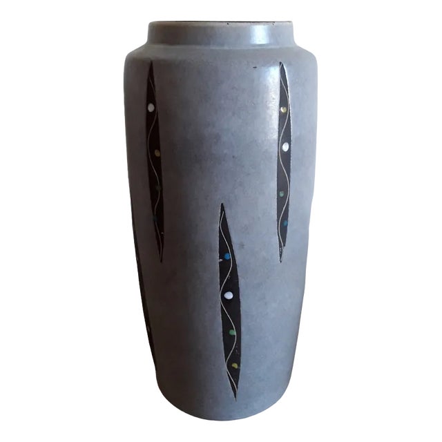 Mid-Century Gray Glazed Ceramic Vase, 1950s For Sale