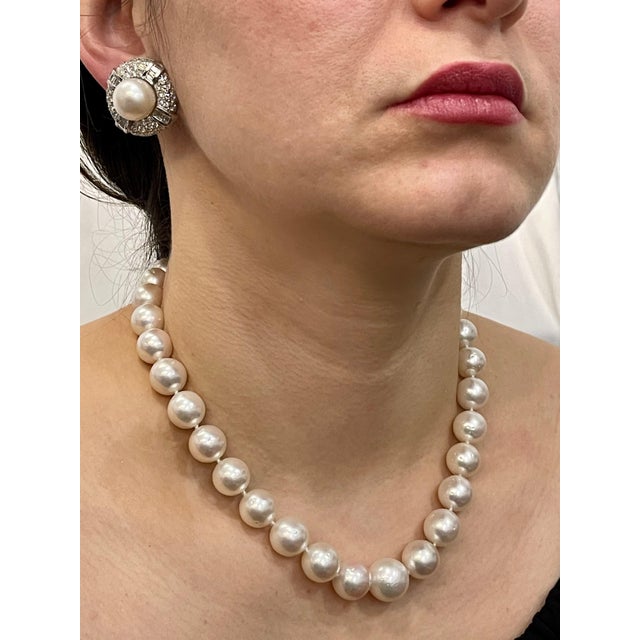 White South Sea Pearls Long Strand Necklace 14 Karat Gold Clasp For Sale - Image 12 of 18