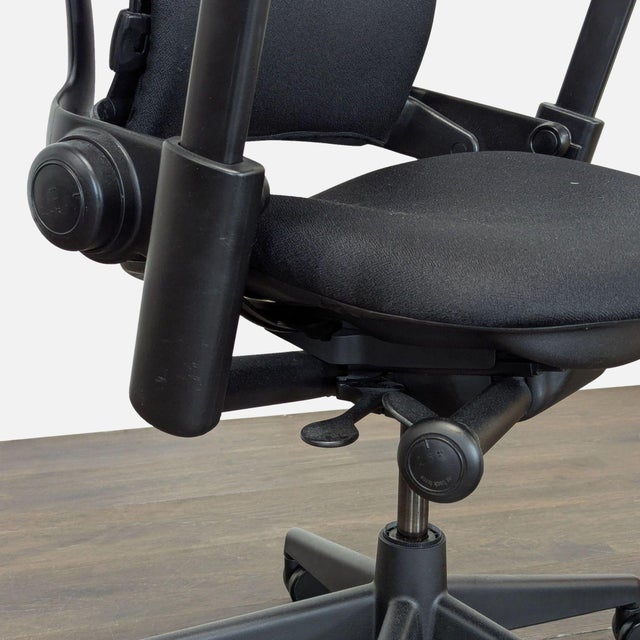 Black Steelcase Leap Black Ergonomic Office Chair With Adjustable Arms For Sale - Image 8 of 8