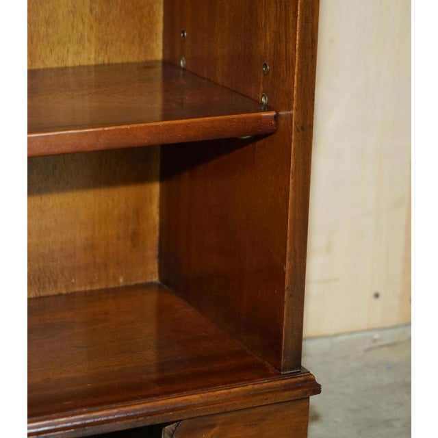 Small Vintage Flamed Mahogany Open Library Bookcase with Drawers from Bevan Funnell For Sale - Image 6 of 18