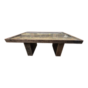 Solid Reclaimed Wood Coffee Table With Glass Top