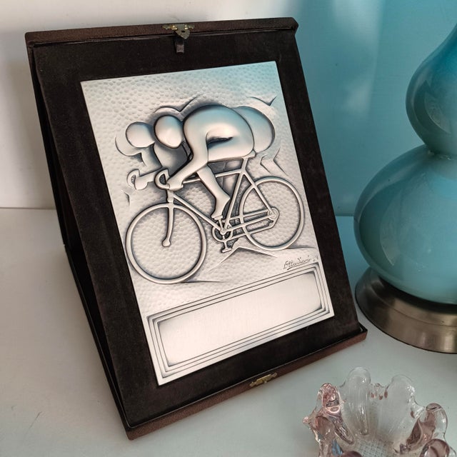 925 Sterling Silver Sheet Cycling Trophy Plaque from Ottaviani, Italy, 1970s For Sale - Image 10 of 10