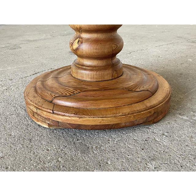 Round Sculptural Pine Pedestal Table, Denmark, 1970s For Sale - Image 10 of 11