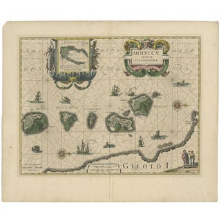 Antique Map of the Maluku Islands by Blaeu, 1640s For Sale