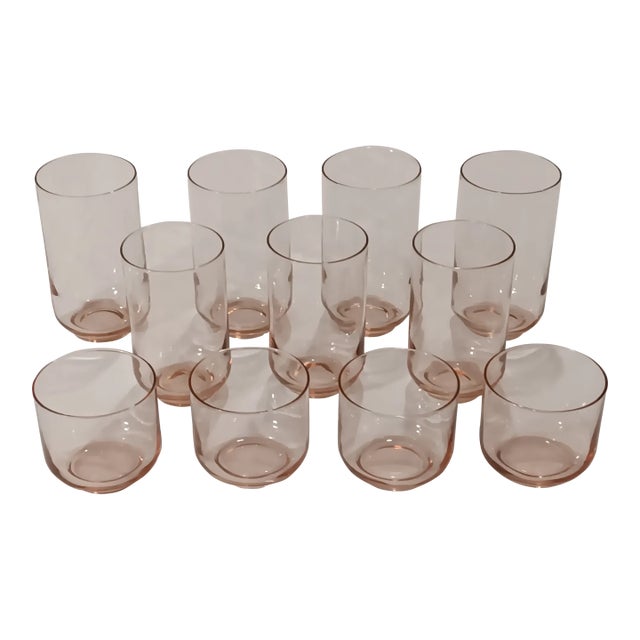 Vintage Libbey Light Pink Barware Drinking Glasses- Set of 11 For Sale