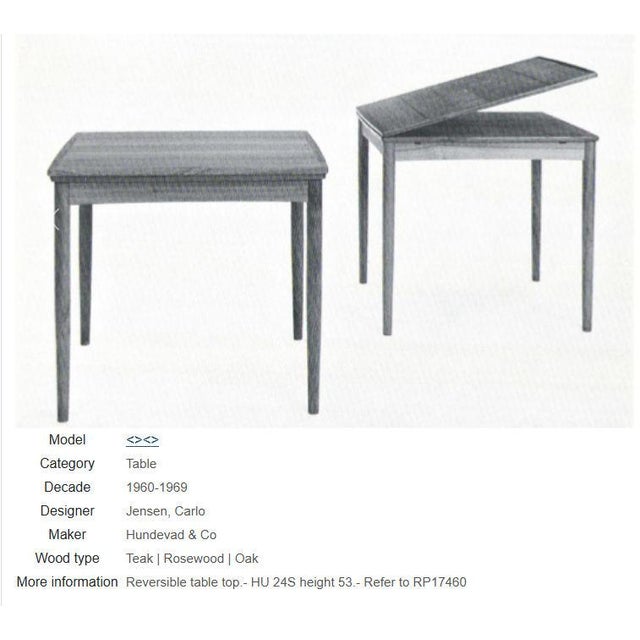 1960s Carlo Jensen for Hundevad & Co Extendable Rosewood Dining and Game Table For Sale - Image 11 of 11