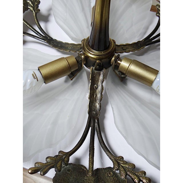 Vintage Hollywood Regency Art Deco Style Bronze Seashell Chandelier from Mariner, 1980s-1990s For Sale - Image 14 of 16