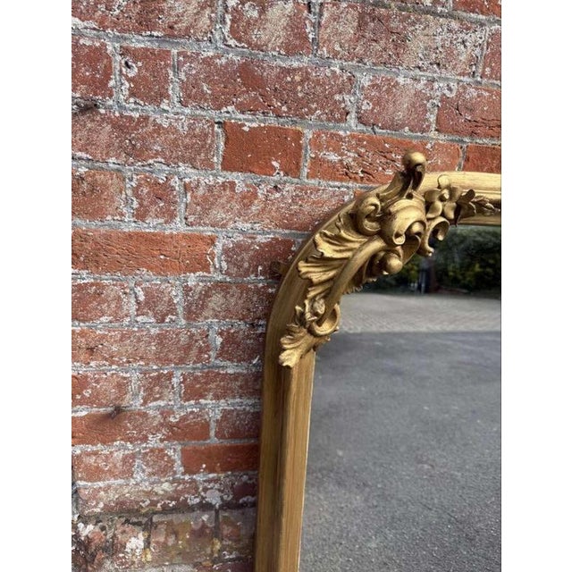 Glass Large Antique English Gilt Overmantle Mirror, 1800s For Sale - Image 7 of 9