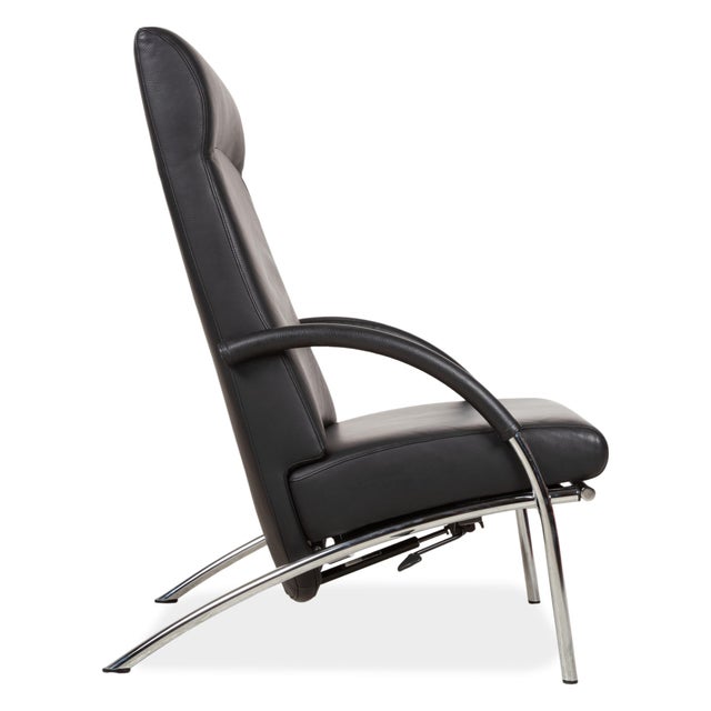 Rocky Lounge Chair in Black Leather from IP Design For Sale - Image 16 of 18