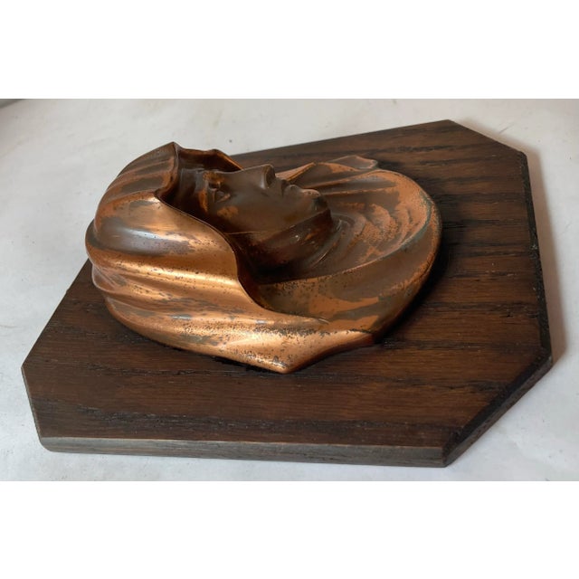 Mid 20th Century Vintage European Madonna Bronze or Copper Bas-Relief on Wood For Sale - Image 5 of 6