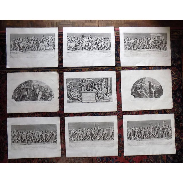 Authentic Antique 17th C. Large Folio Size Roman Triumphal Bas Relief Copperplate Engravings - Set of 9 For Sale - Image 14 of 14