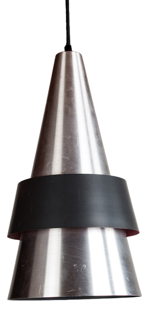 Large Danish Ceiling Lamp in Aluminium Corona Model by Jo Hammerborg for Fog & Mørup, 1960s