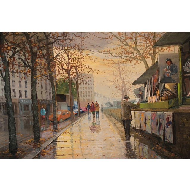 Antonio Rus, Paris Riverbank Street Scene, 21st Century, Oil on Canvas, Framed For Sale - Image 3 of 11