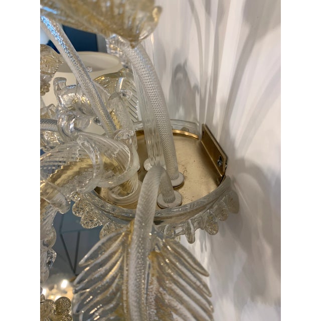 Traditional Contemporary Floral Transparent-Gold "Ca' Rezzonico" Murano Glass Wall Sconce For Sale - Image 3 of 10