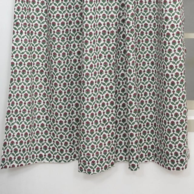 Not Yet Made - Made To Order Shehnaz Handcrafted Block Print Curtain in Viscose Coloured Linen Elegant Design Size-54"Wx45"L For Sale - Image 5 of 6