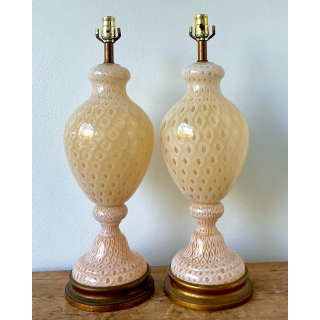 Vintage Italian Murano Glass Lamps - A Pair For Sale - Image 12 of 12
