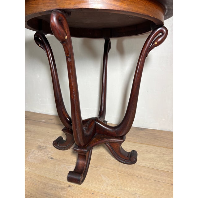 Brown Art Nouveau Oak Pedestal Side Table, Early 20th Century For Sale - Image 8 of 12