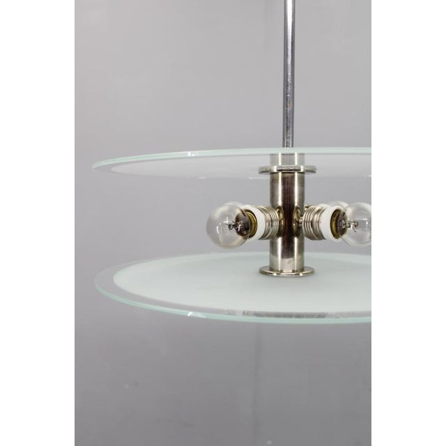 1930s Bauhaus Chrome and Glass Chandelier, Former Czechoslovakia, 1930s For Sale - Image 5 of 12