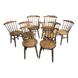 Farmhouse Kitchen Chairs, 1900s, Set of 8 For Sale