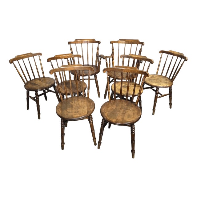 Farmhouse Kitchen Chairs, 1900s, Set of 8 For Sale