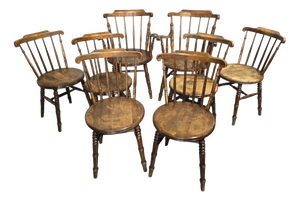 Farmhouse Kitchen Chairs, 1900s, Set of 8
