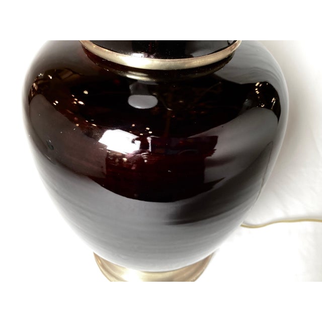 Mid 19th Century Antique 19th Century Chinese Mirror Black Porcelain Jar Lamp For Sale - Image 5 of 6