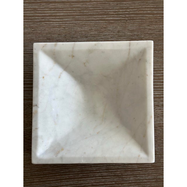 Italian Faceted White Marble Square Bowl For Sale - Image 3 of 6