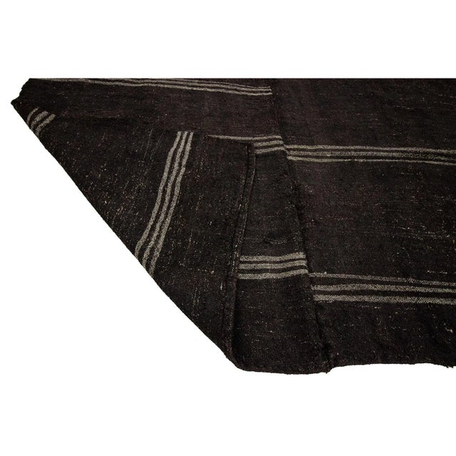 Mid 20th Century 1960s Vintage Gray & Black Kilim Rug- 7′8″ × 9′6″ For Sale - Image 5 of 7