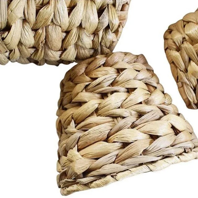 English Light Brown Woven Raffia Wicker Bamboo Chandelier Lamp Shades, Set of 6 For Sale - Image 3 of 6