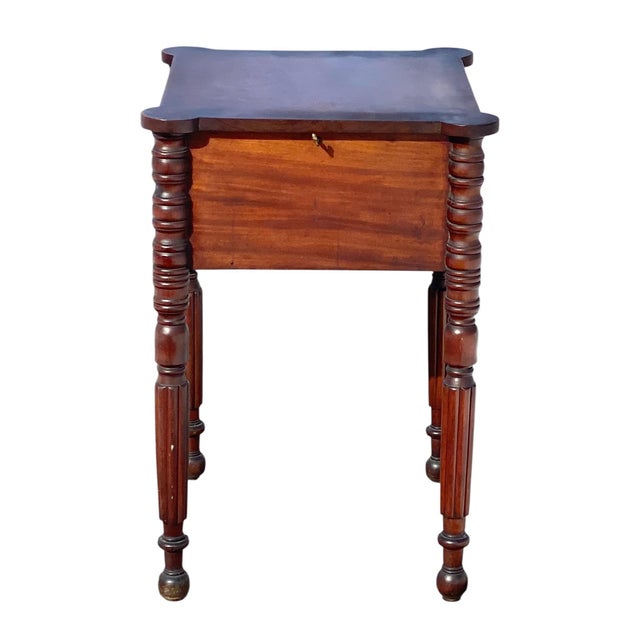 Red Antique Massachusetts Mahogany 2 Drawer Worktable / Nightstand For Sale - Image 8 of 12