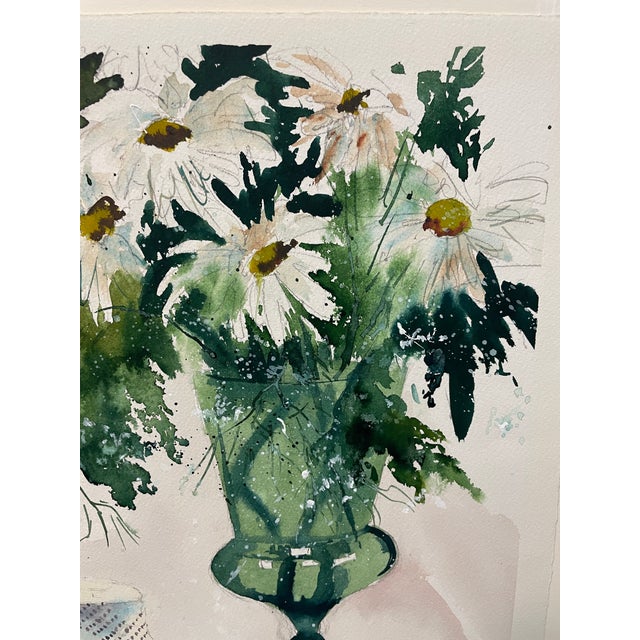 Jane A Lee Heyerdahl (born 1939) "Straw Hat with Daisies" watercolor on paper, signed lower left; titled on the back....