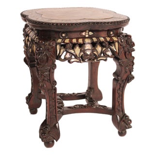 Chinese Rosewood Taboret With Mother of Pearl Inlay For Sale