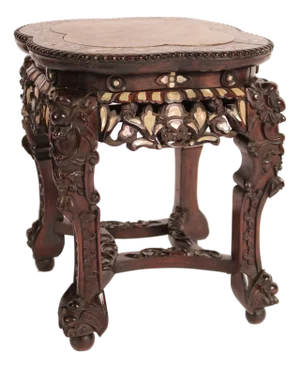 Chinese Rosewood Taboret With Mother of Pearl Inlay