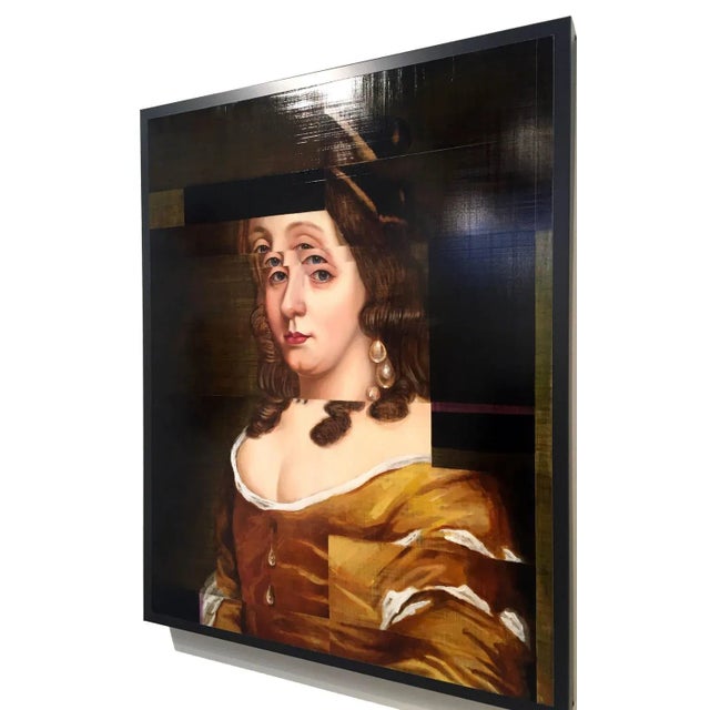 Half Portrait in Orange, Old Master with a Modern Approach, Oil Paint on Metal, 2015 For Sale - Image 6 of 6