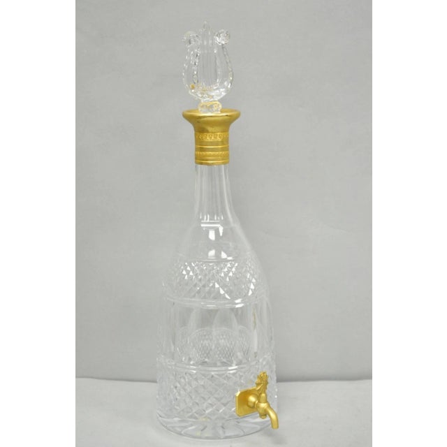 Vintage French Baccarat Style Bronze Swan & Cut Crystal Glass Liquor Decanter For Sale - Image 15 of 18