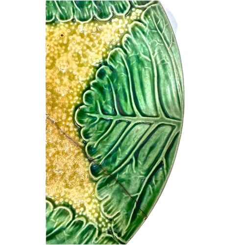 Abstract Antique Majolica Fern Leaf Starfish Plate For Sale - Image 3 of 4