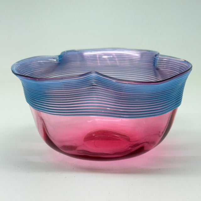 Early 20th Century Set of 2, Venetian-Style Art Glass Finger Bowl and Matching Underplate For Sale - Image 10 of 11