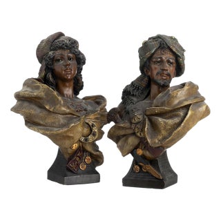 Austrian Busts of Arabs in Porcelain, 1900, Set of 2 For Sale