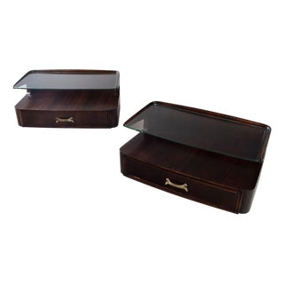 Bedside Tables with Glass Top by Osvaldo Borsani, 1960s, Set of 2 For Sale