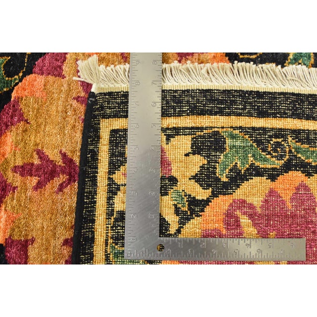 Suzani Rug 8'3'' X 10'6'' Black Wool Traditional Hand-Knotted Oriental Carpet For Sale - Image 12 of 12
