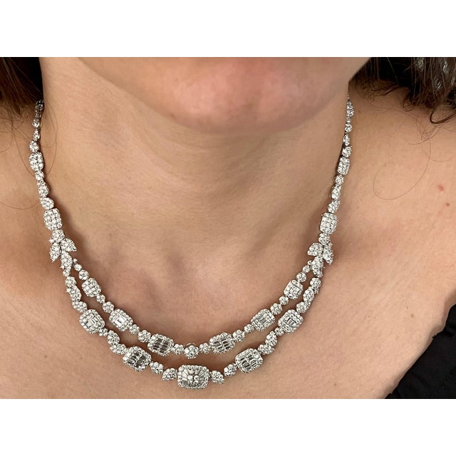 Transparent 18 Carats VS E Quality Diamond 18 Karat White Gold Necklace Bridal Brand New For Sale - Image 8 of 18