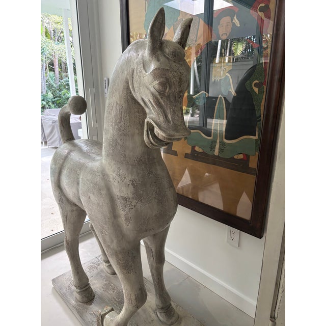 Late 20th Century Late 20th Century Monumental Carved Wooden Horse on Plinth For Sale - Image 5 of 12