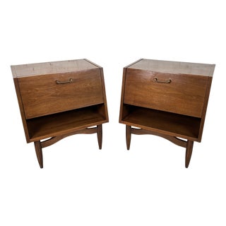 Late 20th Century Pair of Walnut Drop Door Night Stands by Carlton House Fine Furniture For Sale