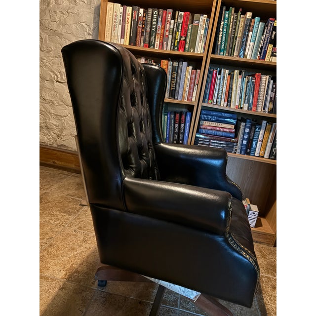 Global Upholstery Traditional Queen Anne Style High Back Tilter Office Chair For Sale - Image 4 of 9