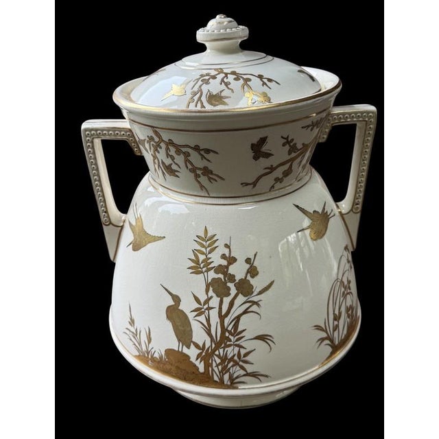 Antique large Covered Jar, attributed to Davenport Factory in Longport, Staffordshire, England circa 1870. Davenport...